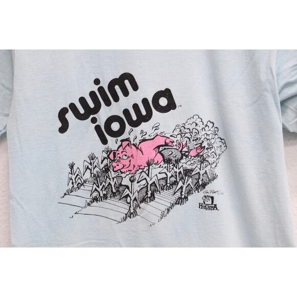 Vintage Swim Iowa Cornfield Pig T Shirt Small - Picture 2 of 9